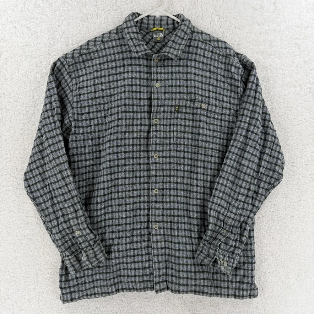 The North Face A5 Shirt Mens Large Gray Plaid Flannel Long Sleeve Button Front